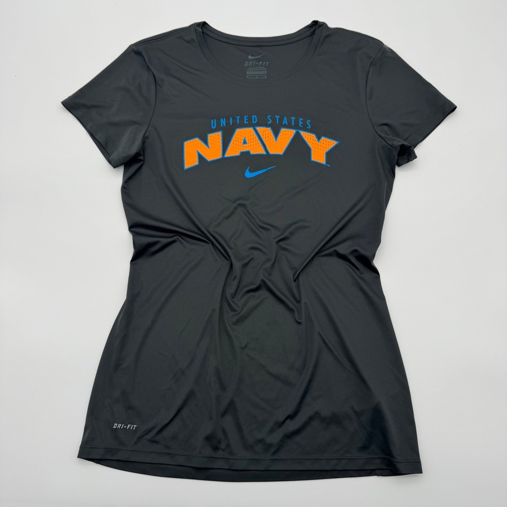 Nike Dri-FIT United States‎ Navy Graphic T-Shirt Womens Medium Gray Orange Blue